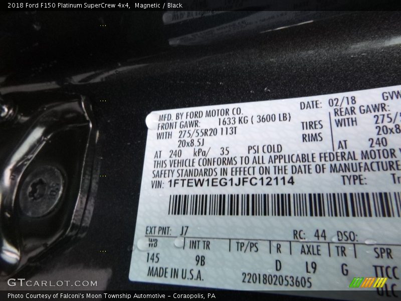 Magnetic / Black 2018 Ford F150 Platinum SuperCrew 4x4