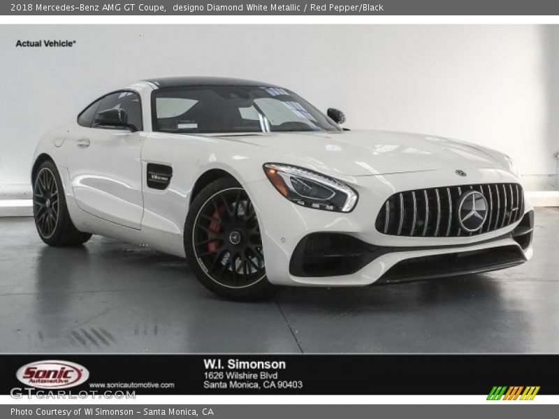 designo Diamond White Metallic / Red Pepper/Black 2018 Mercedes-Benz AMG GT Coupe