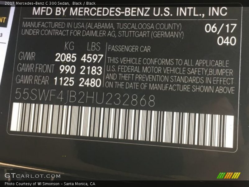 Black / Black 2017 Mercedes-Benz C 300 Sedan