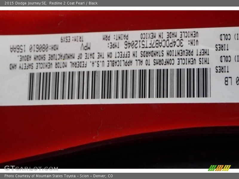 Redline 2 Coat Pearl / Black 2015 Dodge Journey SE