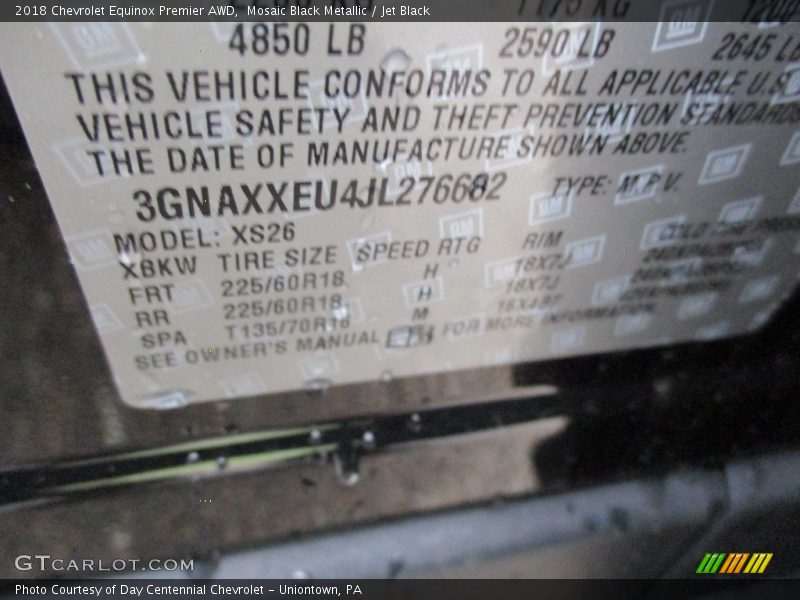 Mosaic Black Metallic / Jet Black 2018 Chevrolet Equinox Premier AWD