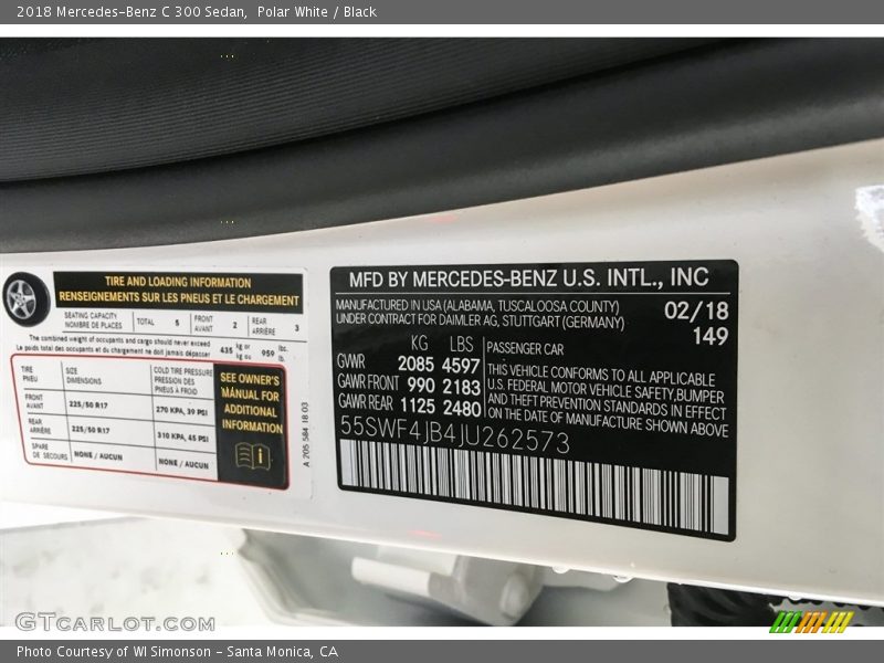 Polar White / Black 2018 Mercedes-Benz C 300 Sedan