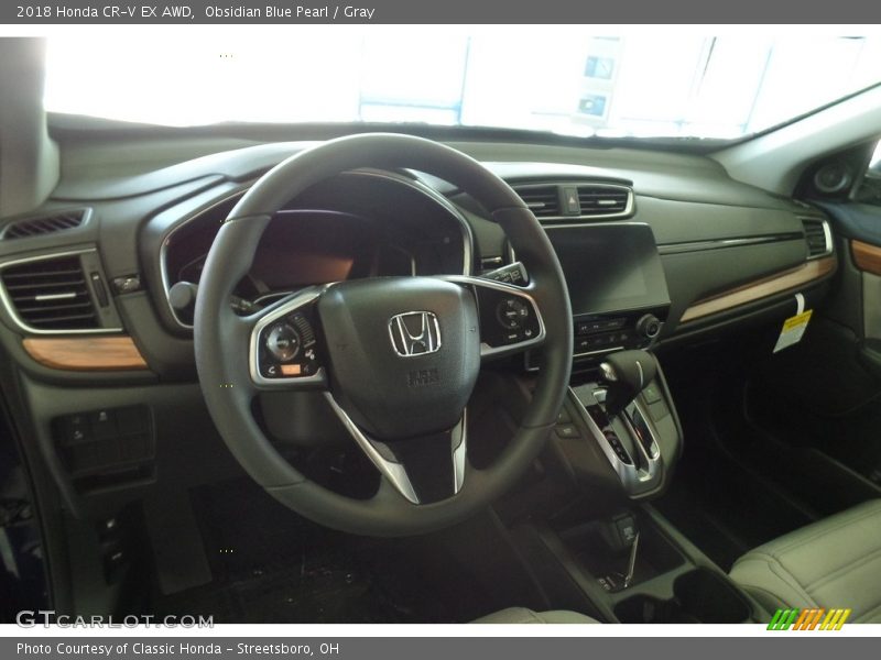 Obsidian Blue Pearl / Gray 2018 Honda CR-V EX AWD