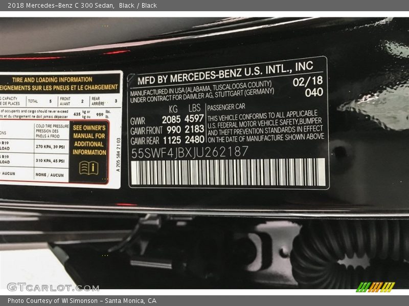 Black / Black 2018 Mercedes-Benz C 300 Sedan