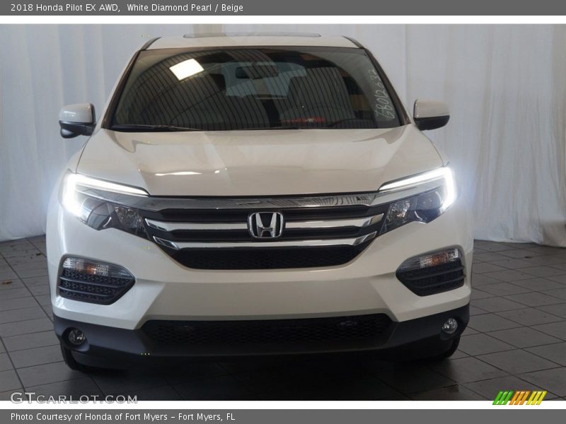 White Diamond Pearl / Beige 2018 Honda Pilot EX AWD