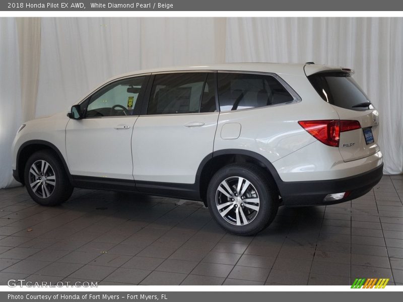 White Diamond Pearl / Beige 2018 Honda Pilot EX AWD