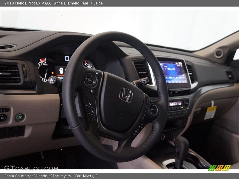 White Diamond Pearl / Beige 2018 Honda Pilot EX AWD