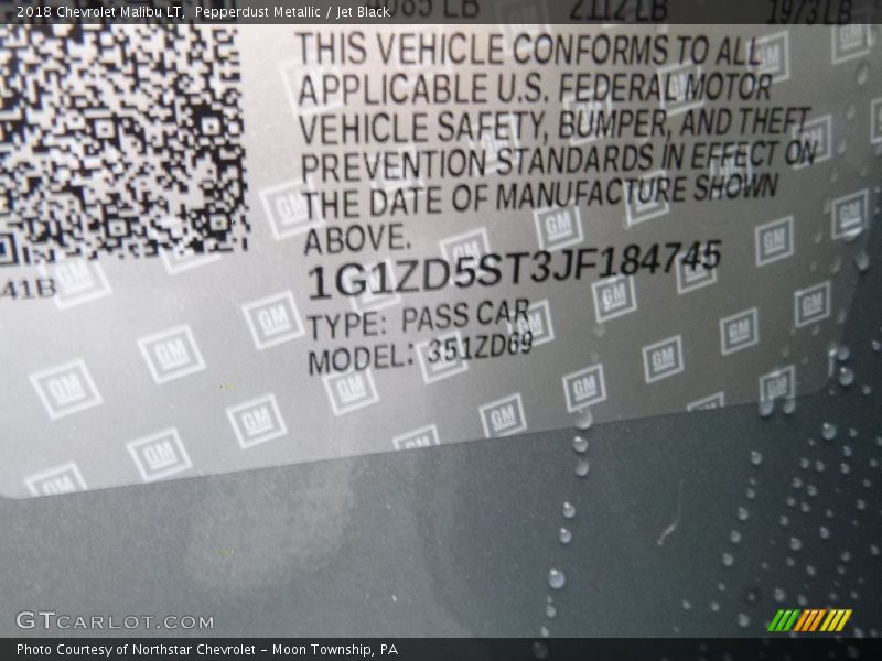 Pepperdust Metallic / Jet Black 2018 Chevrolet Malibu LT