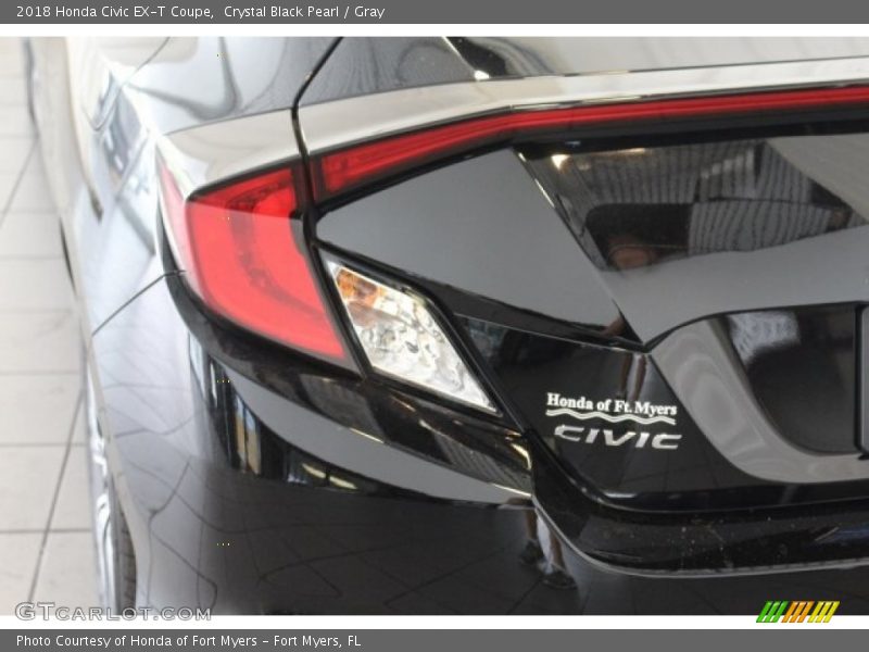 Crystal Black Pearl / Gray 2018 Honda Civic EX-T Coupe