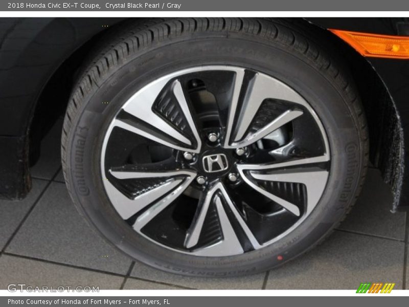 Crystal Black Pearl / Gray 2018 Honda Civic EX-T Coupe