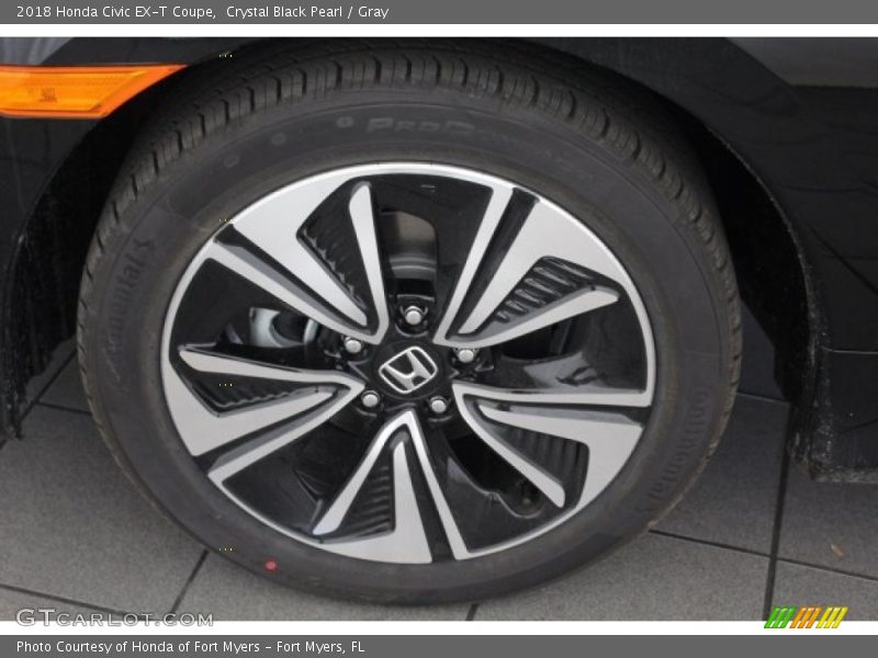 Crystal Black Pearl / Gray 2018 Honda Civic EX-T Coupe