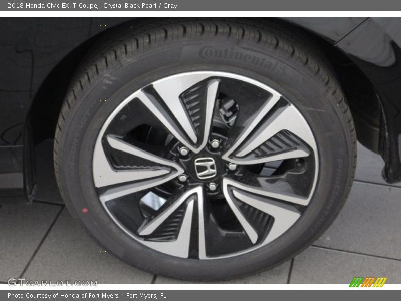 Crystal Black Pearl / Gray 2018 Honda Civic EX-T Coupe