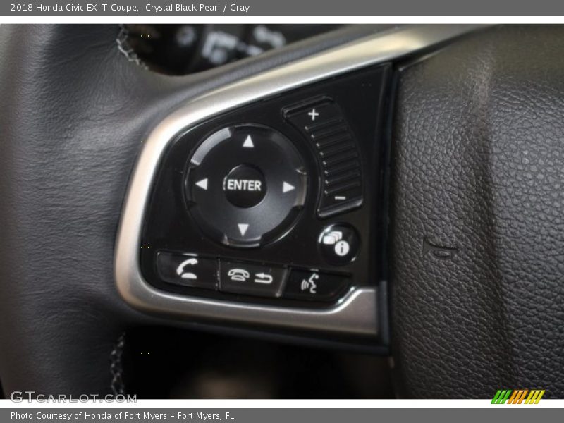 Crystal Black Pearl / Gray 2018 Honda Civic EX-T Coupe