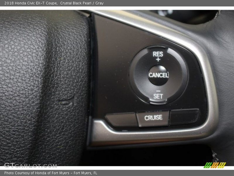 Crystal Black Pearl / Gray 2018 Honda Civic EX-T Coupe