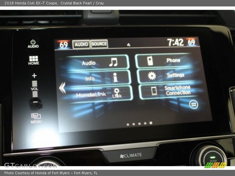 Crystal Black Pearl / Gray 2018 Honda Civic EX-T Coupe