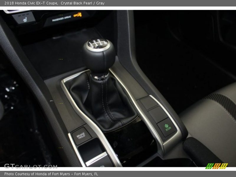Crystal Black Pearl / Gray 2018 Honda Civic EX-T Coupe