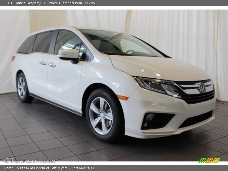 White Diamond Pearl / Gray 2018 Honda Odyssey EX