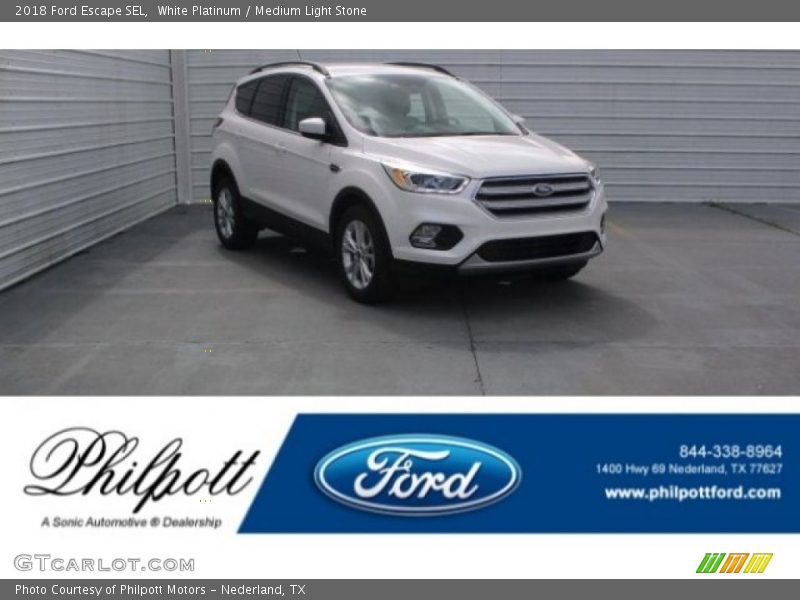 White Platinum / Medium Light Stone 2018 Ford Escape SEL
