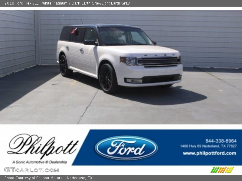 White Platinum / Dark Earth Gray/Light Earth Gray 2018 Ford Flex SEL
