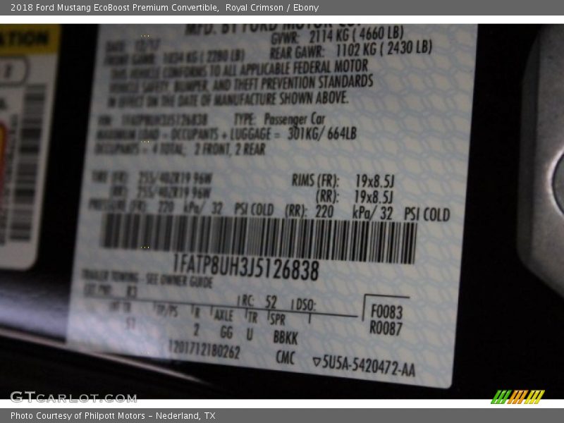 Royal Crimson / Ebony 2018 Ford Mustang EcoBoost Premium Convertible