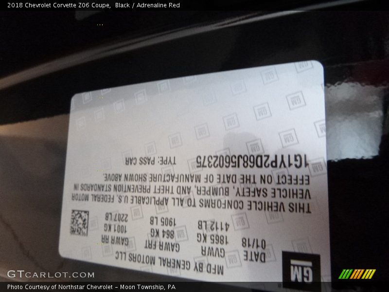 Black / Adrenaline Red 2018 Chevrolet Corvette Z06 Coupe