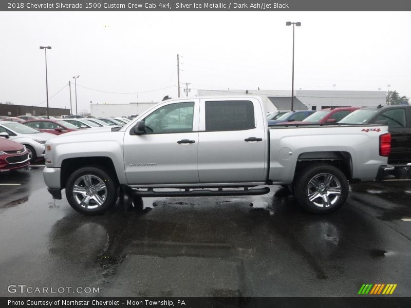 Silver Ice Metallic / Dark Ash/Jet Black 2018 Chevrolet Silverado 1500 Custom Crew Cab 4x4