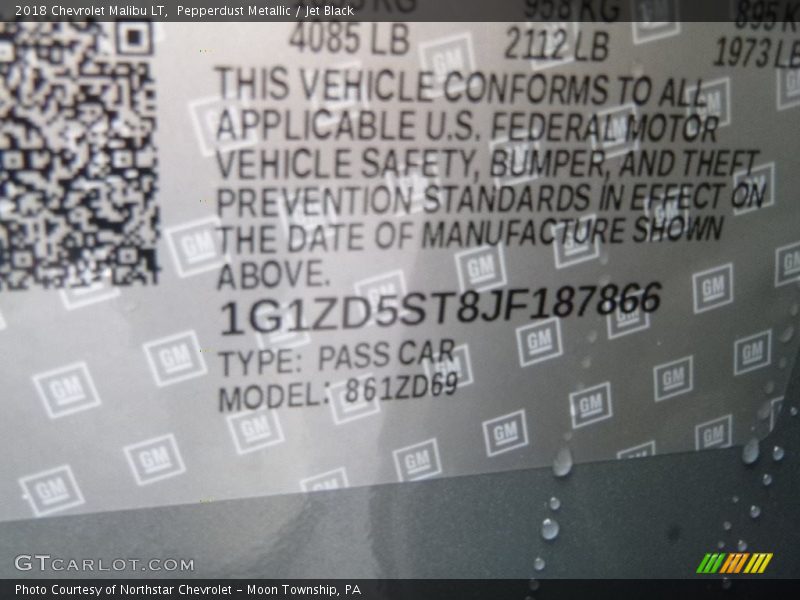 Pepperdust Metallic / Jet Black 2018 Chevrolet Malibu LT