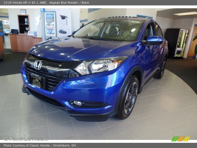 Aegean Blue Metallic / Black 2018 Honda HR-V EX-L AWD