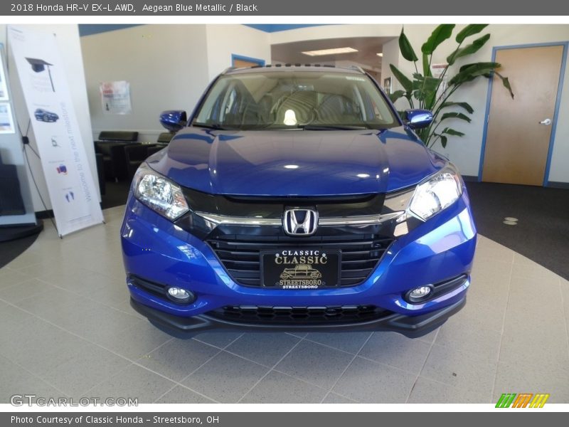 Aegean Blue Metallic / Black 2018 Honda HR-V EX-L AWD