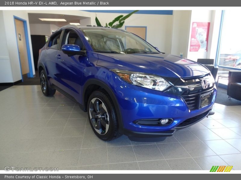 Aegean Blue Metallic / Black 2018 Honda HR-V EX-L AWD