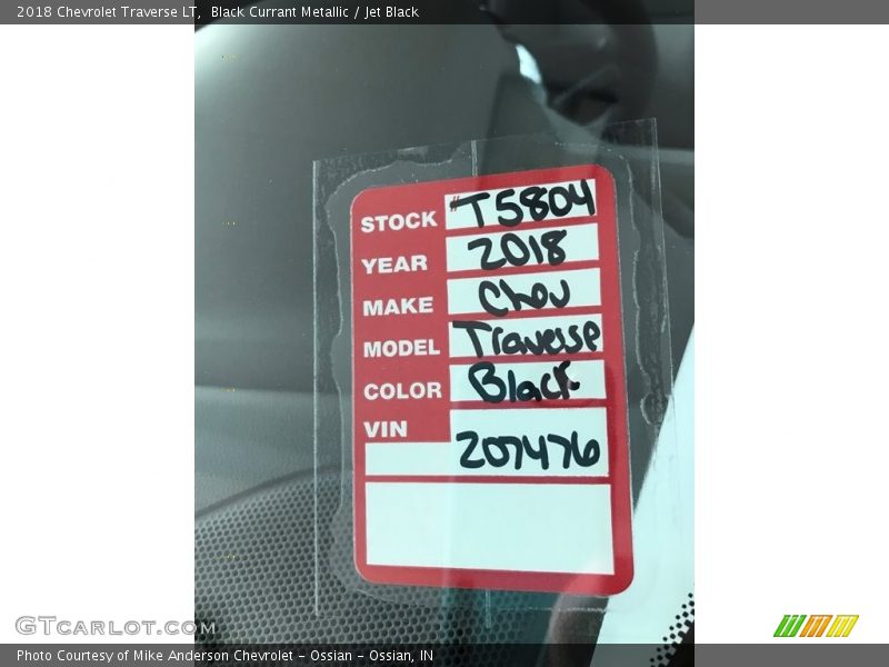 Black Currant Metallic / Jet Black 2018 Chevrolet Traverse LT