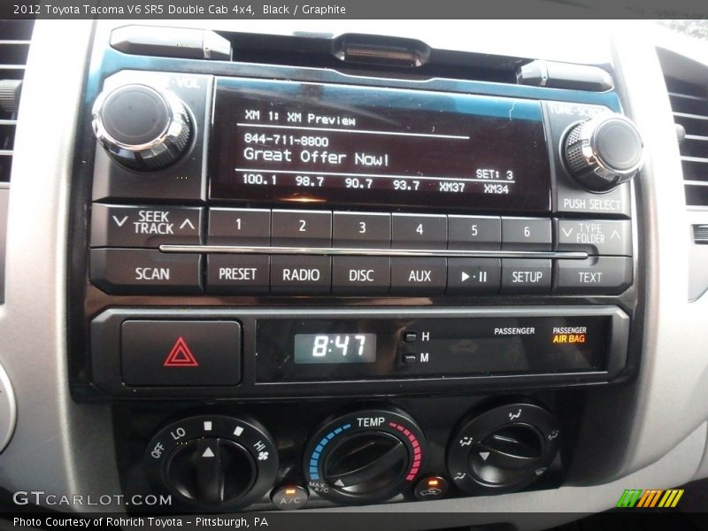 Black / Graphite 2012 Toyota Tacoma V6 SR5 Double Cab 4x4