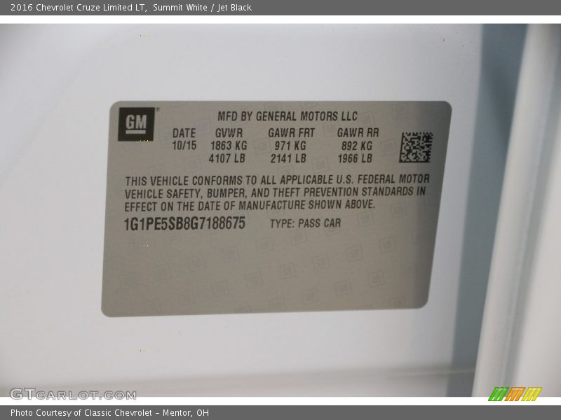 Summit White / Jet Black 2016 Chevrolet Cruze Limited LT