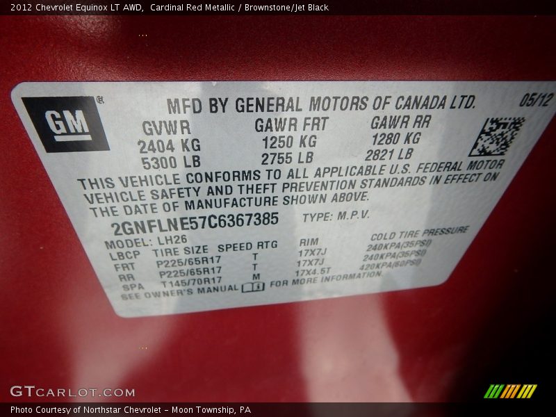 Cardinal Red Metallic / Brownstone/Jet Black 2012 Chevrolet Equinox LT AWD