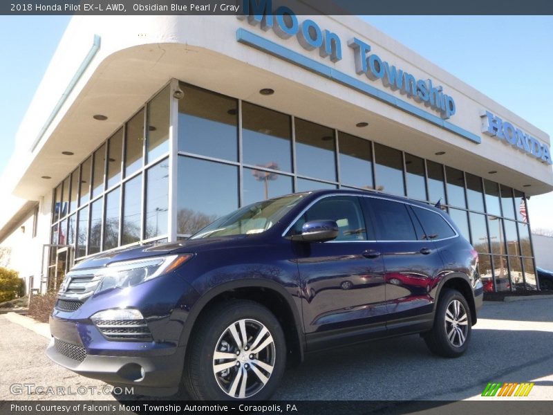 Obsidian Blue Pearl / Gray 2018 Honda Pilot EX-L AWD