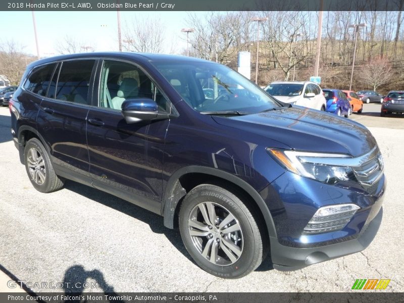 Obsidian Blue Pearl / Gray 2018 Honda Pilot EX-L AWD