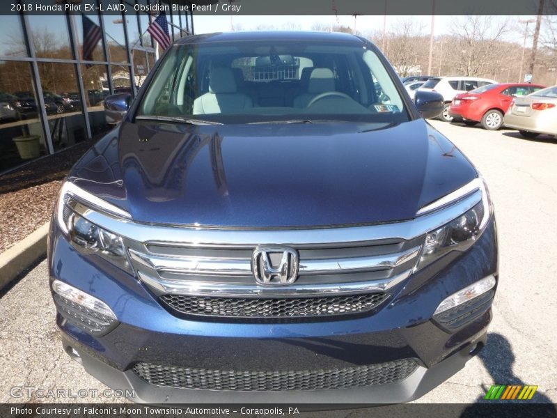 Obsidian Blue Pearl / Gray 2018 Honda Pilot EX-L AWD