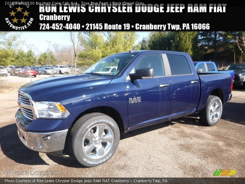 True Blue Pearl / Black/Diesel Gray 2018 Ram 1500 Big Horn Crew Cab 4x4