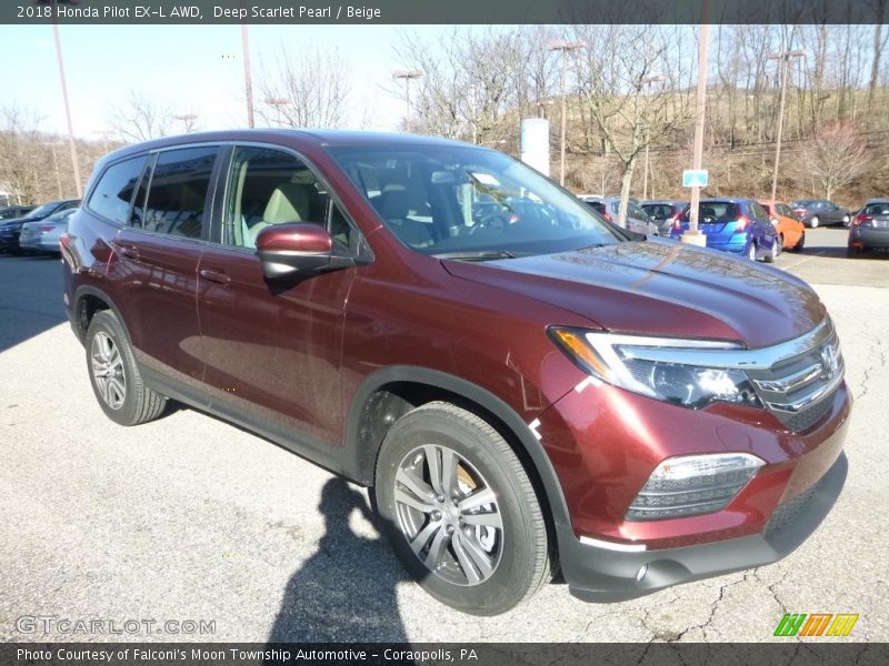 Deep Scarlet Pearl / Beige 2018 Honda Pilot EX-L AWD