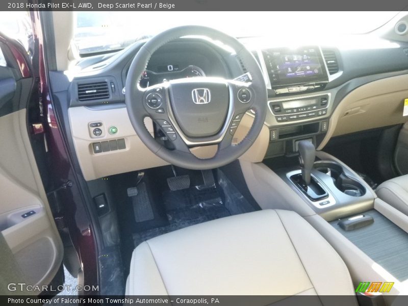 Deep Scarlet Pearl / Beige 2018 Honda Pilot EX-L AWD