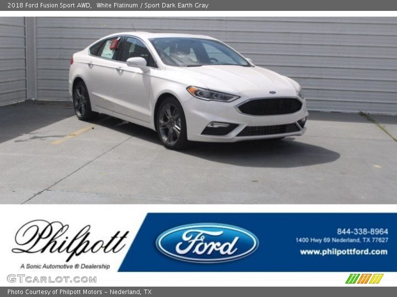 White Platinum / Sport Dark Earth Gray 2018 Ford Fusion Sport AWD