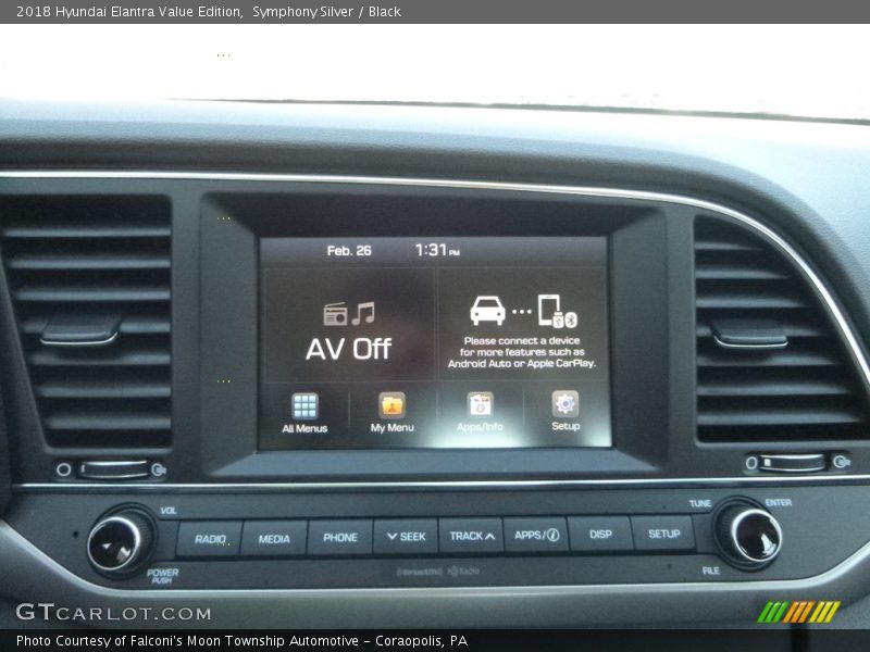 Symphony Silver / Black 2018 Hyundai Elantra Value Edition