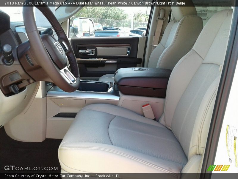 Pearl White / Canyon Brown/Light Frost Beige 2018 Ram 3500 Laramie Mega Cab 4x4 Dual Rear Wheel