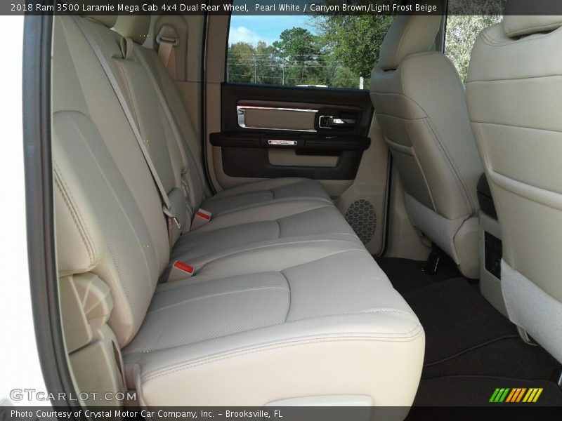 Pearl White / Canyon Brown/Light Frost Beige 2018 Ram 3500 Laramie Mega Cab 4x4 Dual Rear Wheel