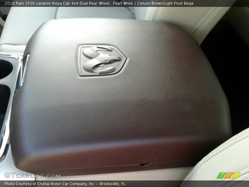 Pearl White / Canyon Brown/Light Frost Beige 2018 Ram 3500 Laramie Mega Cab 4x4 Dual Rear Wheel