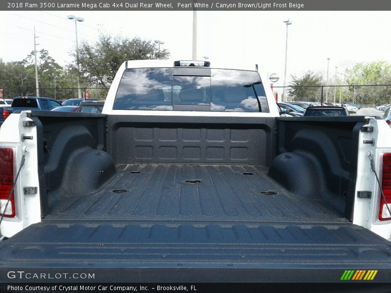 Pearl White / Canyon Brown/Light Frost Beige 2018 Ram 3500 Laramie Mega Cab 4x4 Dual Rear Wheel
