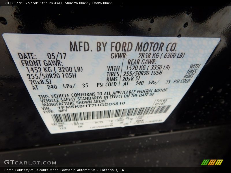 Shadow Black / Ebony Black 2017 Ford Explorer Platinum 4WD