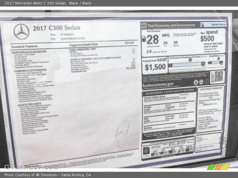 Black / Black 2017 Mercedes-Benz C 300 Sedan