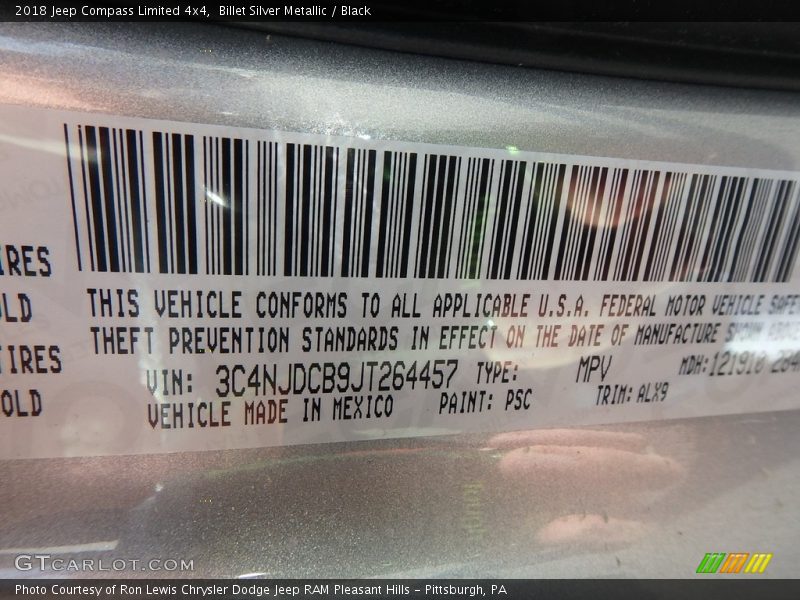 Billet Silver Metallic / Black 2018 Jeep Compass Limited 4x4