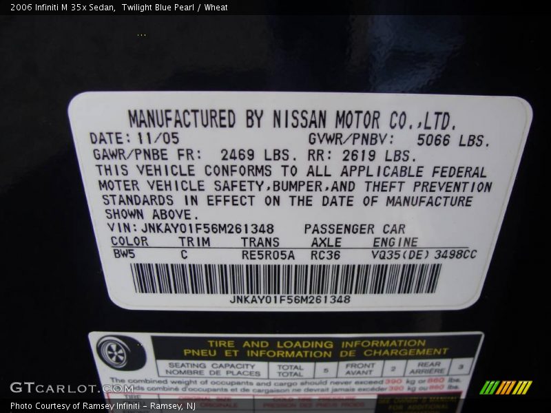 Twilight Blue Pearl / Wheat 2006 Infiniti M 35x Sedan